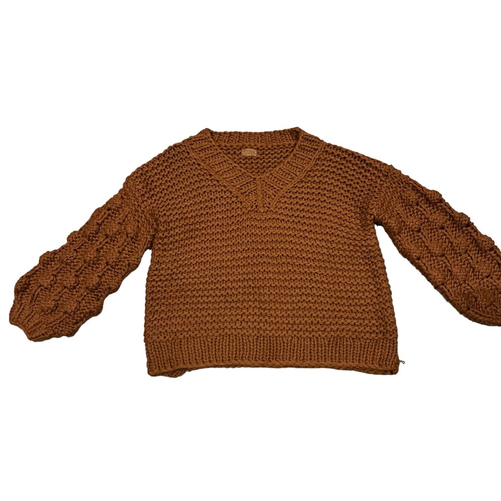Pol Crew neck Long Sleeve Chunky Knit V Neck‎ Sweater Large